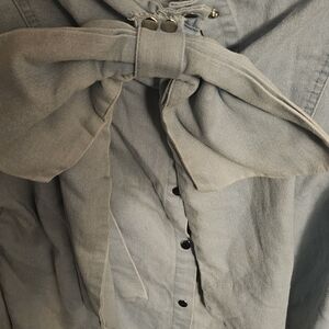 Tie-Waist Button Front Top in Dusty Blue-Green